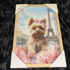 Yorkie In Paris Eiffel Tower decorative Wall Art NEW! Glass frame